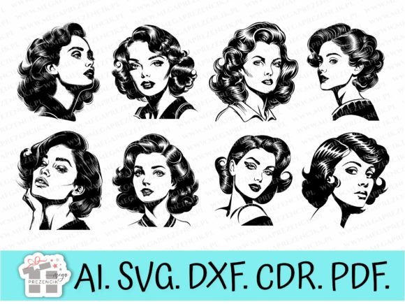 Download Vector Graphics Women in RETRO Style - Premium Resources