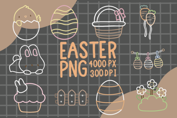 Download Outline Color Easter Elements PNG - Premium Resources