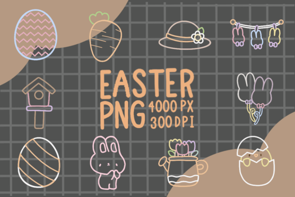 Download Outline Color Easter Elements Png - Premium Bundle